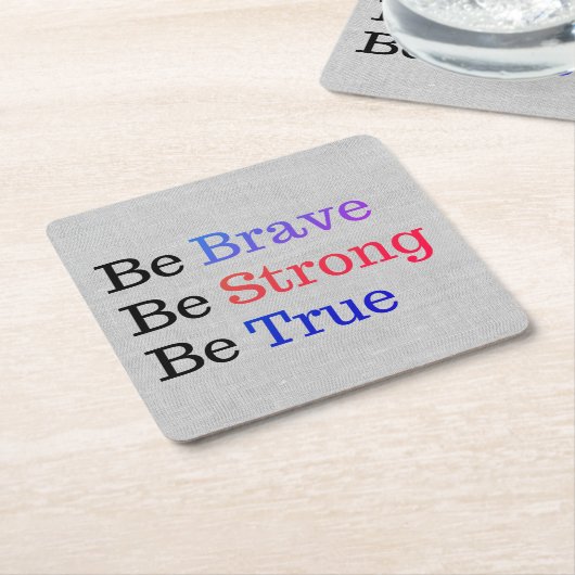 ブレイブモダン・ストロング真のタイポグラフィ スクエアペーパーコースター (アングル)