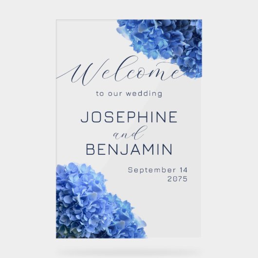 ブレイベストブルー結婚のウェルカムアクリルの看板 アクリルサイン (正面)