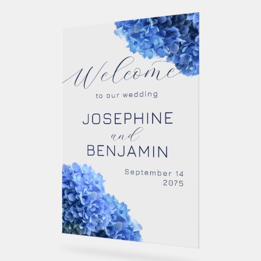 ブレイベストブルー結婚のウェルカムアクリルの看板 アクリルサイン (傾斜)