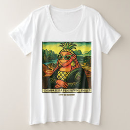 ブレインロット POP チンパンジーベラ フェミニミニ スマイルズ プラスサイズTシャツ