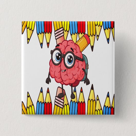 ブレイン頭が切れるピンボタン – かわいい新学期バッジ 缶バッジ (正面)