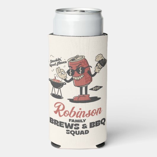 ブレウズとBBQスクワッドバーベクおもしろいファミリーカスタム スリム缶クーラー (Seltzer裏面)