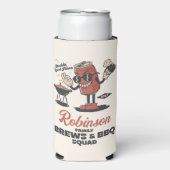 ブレウズとBBQスクワッドバーベクおもしろいファミリーカスタム スリム缶クーラー (Seltzer正面)
