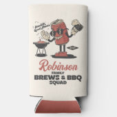 ブレウズとBBQスクワッドバーベクおもしろいファミリーカスタム スリム缶クーラー (裏面)