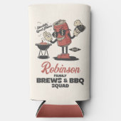 ブレウズとBBQスクワッドバーベクおもしろいファミリーカスタム スリム缶クーラー (正面)