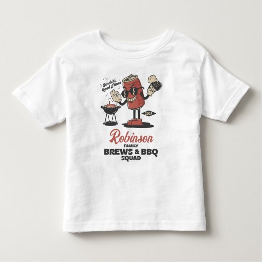 ブレウズとBBQスクワッドバーベクおもしろいファミリーカスタム トドラーTシャツ (正面)