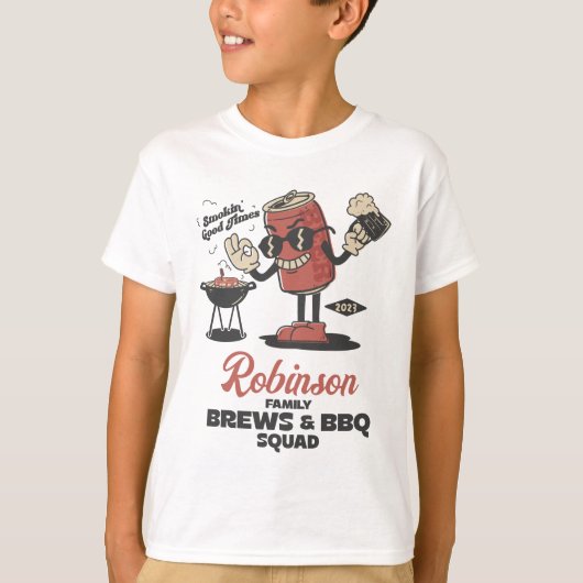 ブレウズとBBQスクワッドバーベクおもしろいファミリーカスタム Tシャツ (正面)