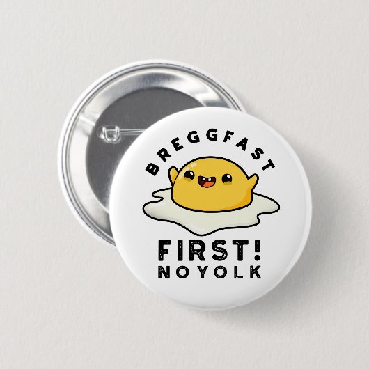 ブレグファストファーストNo卵黄おもしろい卵プリン 缶バッジ (正面&裏面)