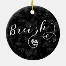 ブレジー国旗ハート、ブルターニュ、ブレトン語 セラミックオーナメント