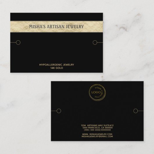 ブレスレットディスプレイブラック金ゴールドロゴ名刺 名刺 (正面/裏面)