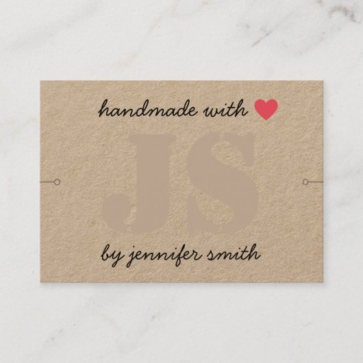 ブレスレットハートカードホルダー付き手作り 名刺 (正面)