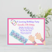 ブレスレット織機ガールズ誕生日招待状 招待状 (スタンド正面)