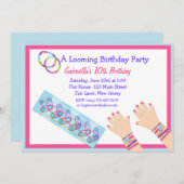 ブレスレット織機ガールズ誕生日招待状 招待状 (正面/裏面)