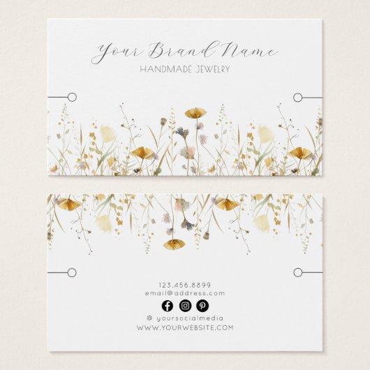 ブレスレット表示カード・水彩ワイルドフラワー (正面&裏面)