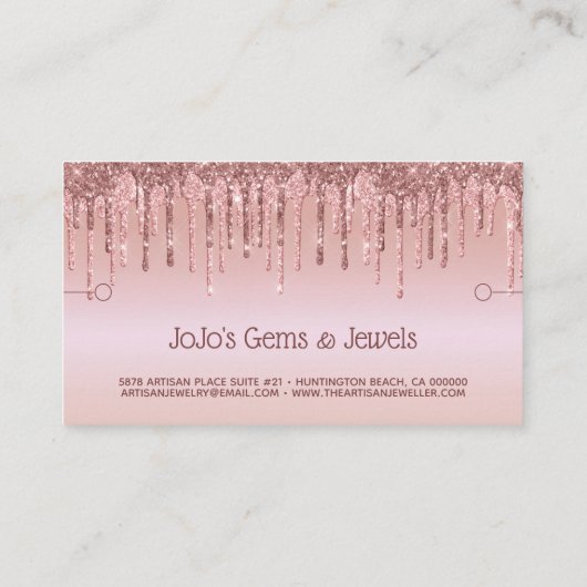 ブレスレット表示バラ金ゴールドグリッター滴 名刺 (裏面)