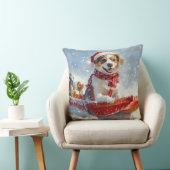ブレタニースパニエル犬のそりクリスマス クッション (椅子)