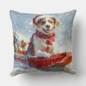 ブレタニースパニエル犬のそりクリスマス クッション (裏面)