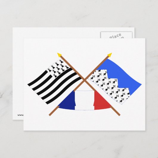 ブレターニュとコートダーマーの交差旗 ポストカード (正面/裏面)