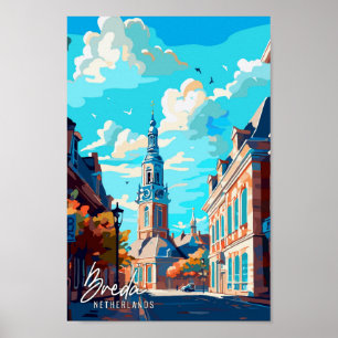 ブレダオランダアートヴィンテージ旅行イラストレーション ポスター