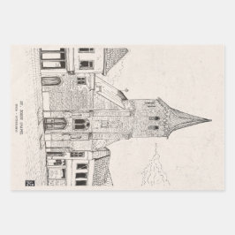 ブレダオランダヴィンテージ建築スケッチアート ラッピングペーパーシート