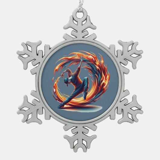 ブレックダンス通り火災と都市エネルギー スノーフレークピューターオーナメント (正面)
