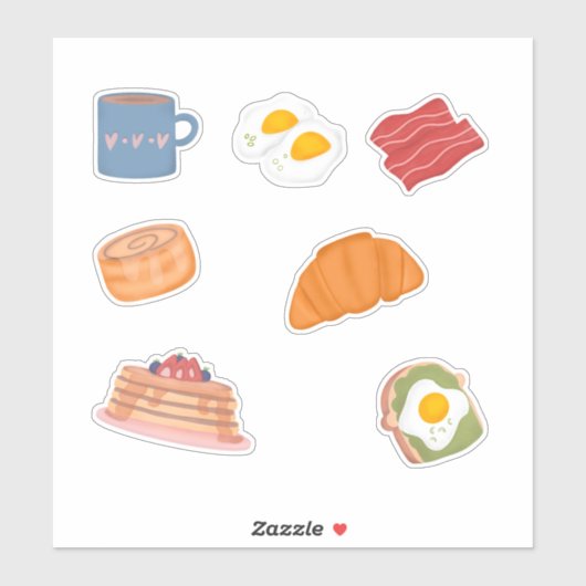 ブレックファークラブステッカーシート – かわいいパステルフード シール (シート)