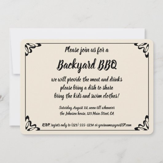 ブレックファーストアンダーザビッグ樺の木BBQパーティの招待状 招待状 (裏面)