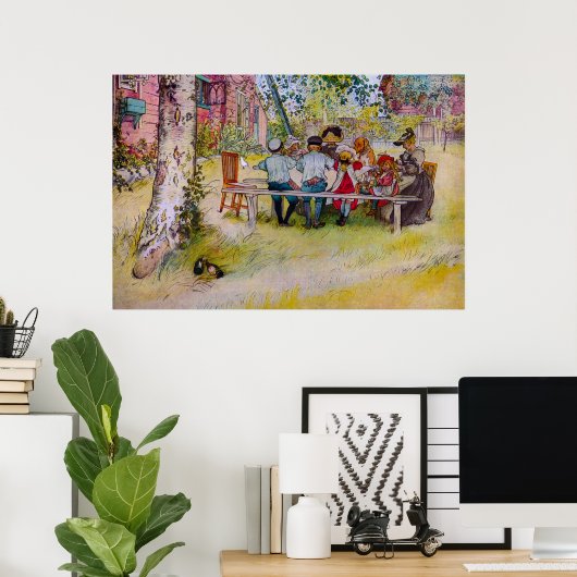 ブレックファーストアンダーザ樺の木カールラルソンプリント ポスター (ホームオフィス)