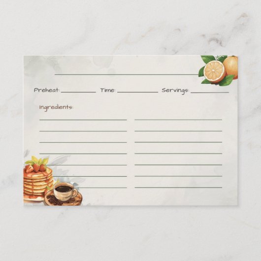 ブレックファーストインベッドベーシックレシピカード エンクロージャーカード (正面)