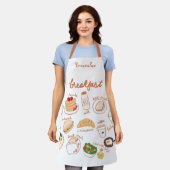 ブレックファーストエッグコーヒーパンケーキウィメンズ料理 エプロン (着用した状態)