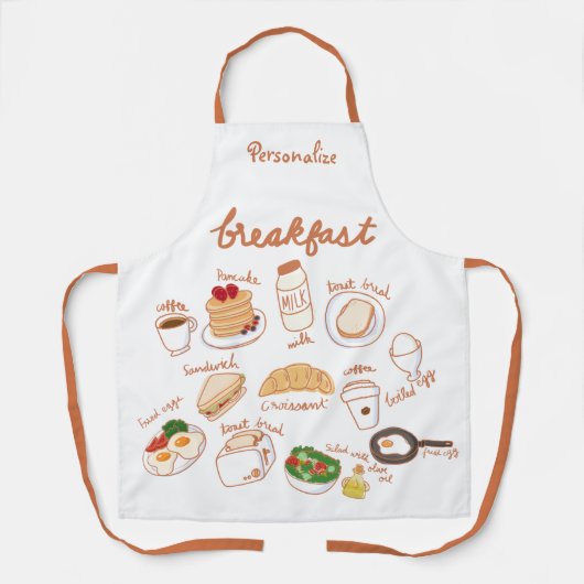 ブレックファーストエッグコーヒーパンケーキウィメンズ料理 エプロン (正面)
