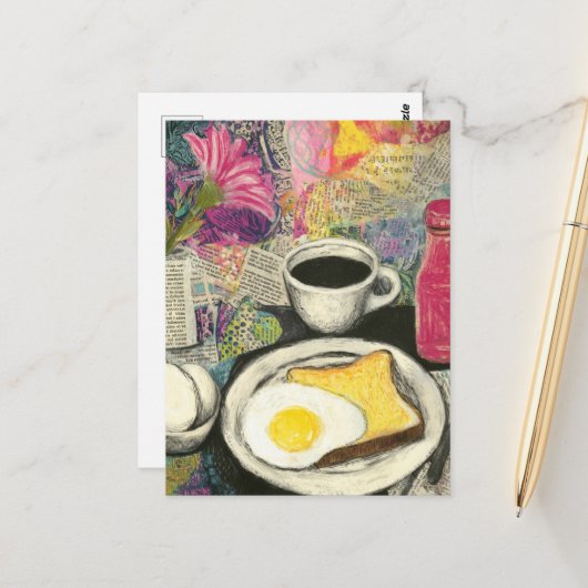 ブレックファーストスチルライフコラージュ ポストカード (正面/裏面インサイチュ)