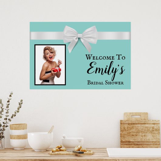 ブレックファーストテーマブルーアンドホワイトボウ ポスター (キッチン)