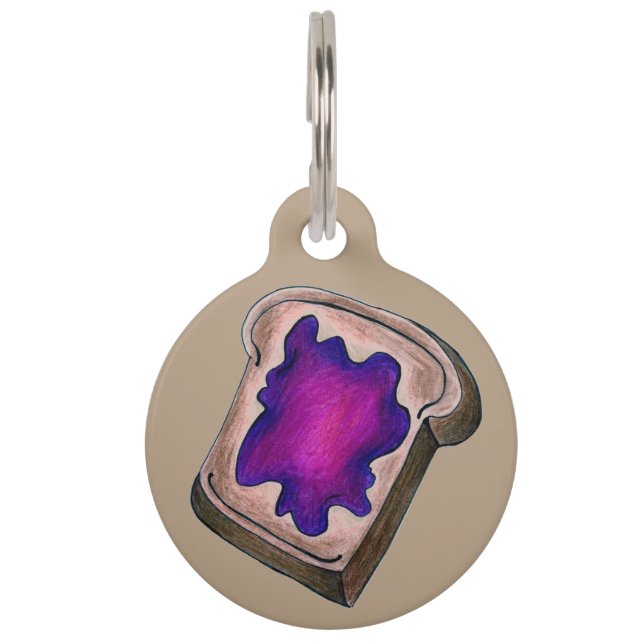 ブレックファーストトーストw/グレープジェリージャムドッグペットタグ ペット　ネームタグ (正面)