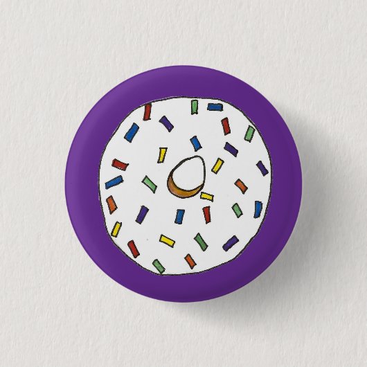 ブレックファーストドナッツバニラフロストスプリンクルドーナツ 缶バッジ (正面)