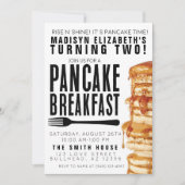 ブレックファーストパンケーキ&パジャマパーティー誕生日 招待状 (正面)