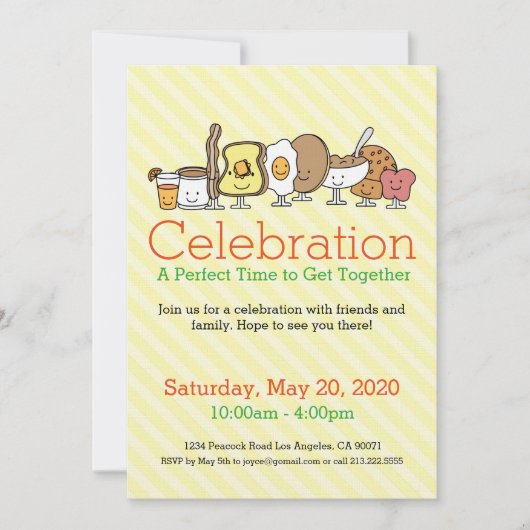 ブレックファーストパーティーフードアイコン招待状 招待状 (正面)