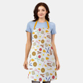 ブレックファーストフーズパターンネームベーコンエッグス エプロン (着用した状態)