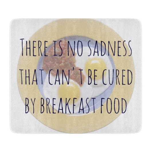 ブレックファーストフードエッグオンプレートおもしろいやる気を起こさせる カッティングボード (正面)