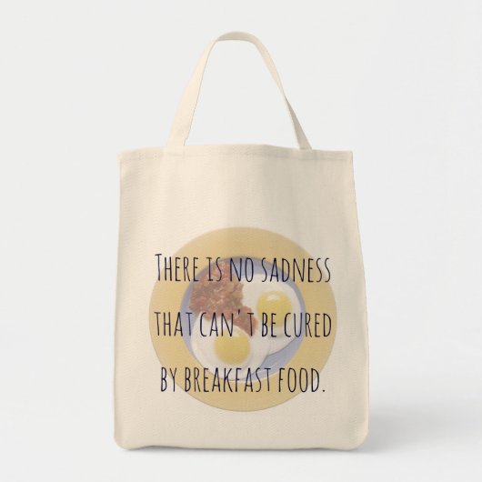 ブレックファーストフードエッグオンプレートおもしろいやる気を起こさせる トートバッグ (正面)
