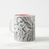 ブレックファーストワおもしろいインキュートトレンディー引用文 ツートーンマグカップ (正面左)