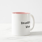 ブレックファーストワおもしろいインキュート引用文トゥートーン ツートーンマグカップ (正面右)