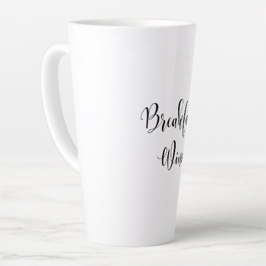 ブレックファーストワおもしろいインユーモアワイン引用文トレンディー カフェラテマグ (左アングル)