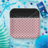 ブレックファースト&ブランチピンク&ブラック水玉模様 ペーパープレート (パーティー)