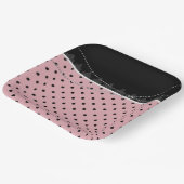 ブレックファースト&ブランチピンク&ブラック水玉模様 ペーパープレート (傾斜あり)