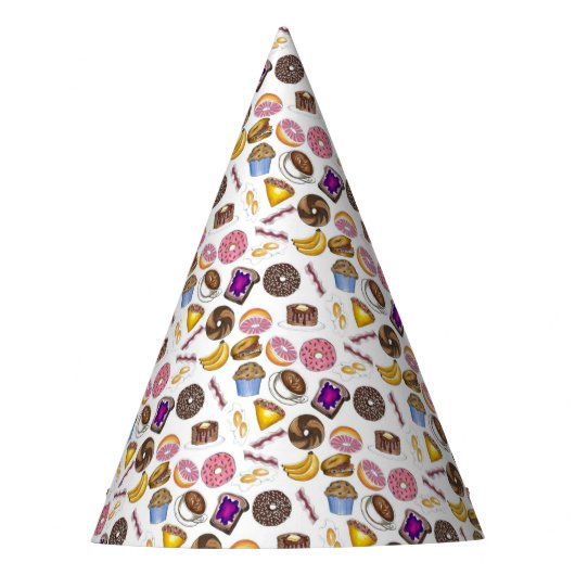 ブレックファーブルッチフードベーゲルドナットトーストエッグベーコン パーティーハット (正面)