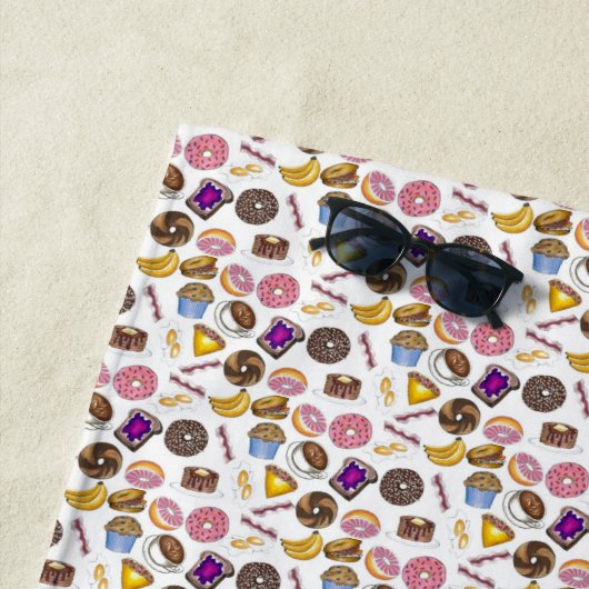 ブレックファーブルッチフードベーゲルドナットトーストエッグベーコン ビーチタオル (インサイチュ)