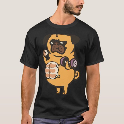ブレットロールパグ腹筋クラシック 99 Tシャツ (正面)
