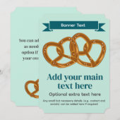 ブレッドノットプレッツェルモイ淡い色のンミント – 独自の文字 招待状 (正面/裏面)