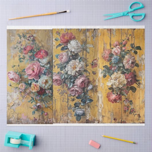 ブレッドボード用イエローフローラティッシュペーパー 薄葉紙 (クラフト)